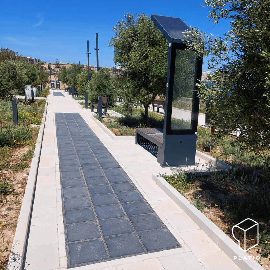 Solar-powered garden in Malta powered by PLATIO solar pavement.